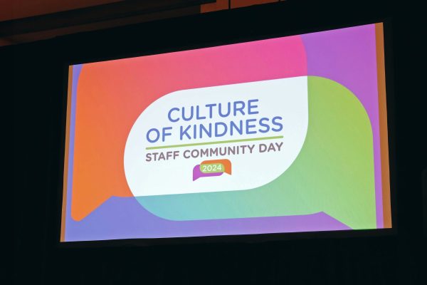 Visual representation of a workplace culture initiative focused on kindness, featuring staff engagement and connection-building activities.